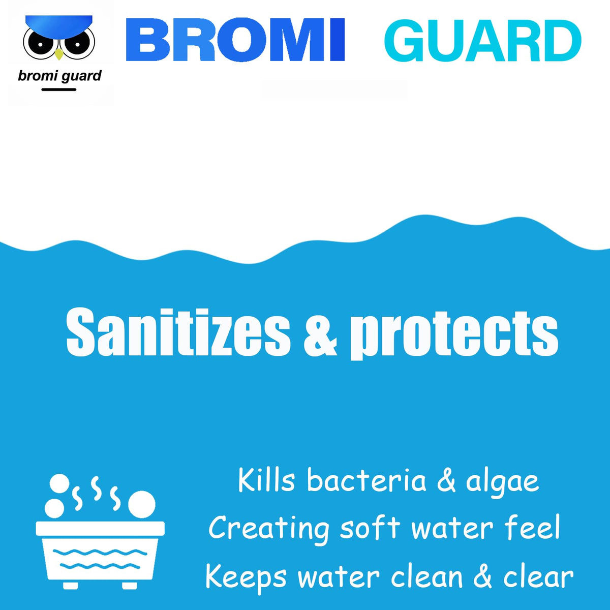 BROMIGUARD water clarity image emphasizes bright, clean spa water appearance.