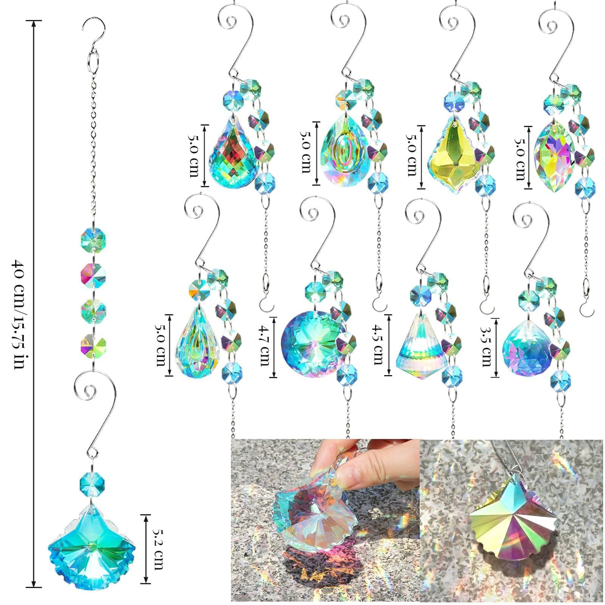Bronlama suncatcher with silver hook and chain for easy hanging.