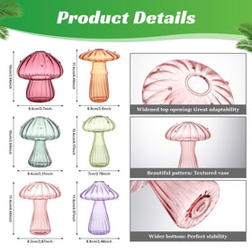 BROPGOD mushroom glass vase colorful set on a shelf adds chic home decor.