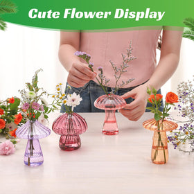 BROPGOD mushroom glass vase desk decor brightens spaces with playful style.