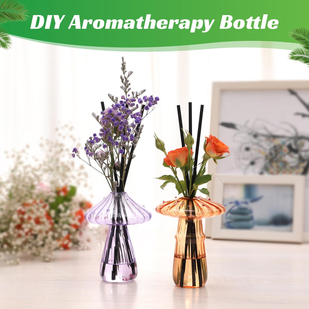 BROPGOD mushroom glass vase indoor garden for micro-landscapes and propagation.