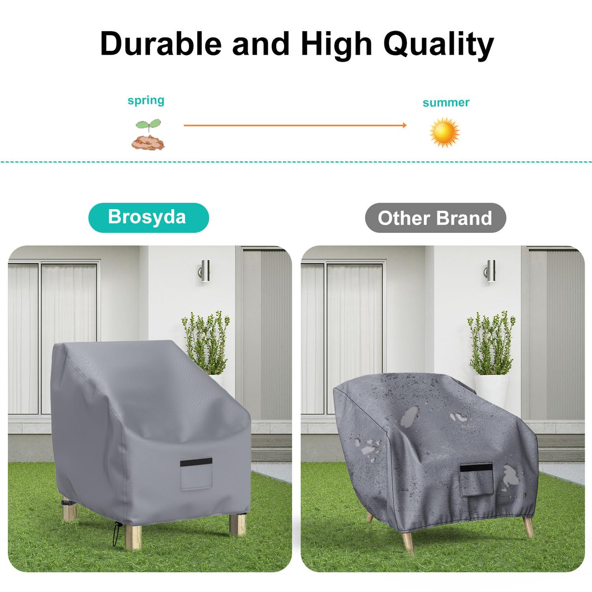 BROSYDA easy-setup chair cover with cord lock for secure fit