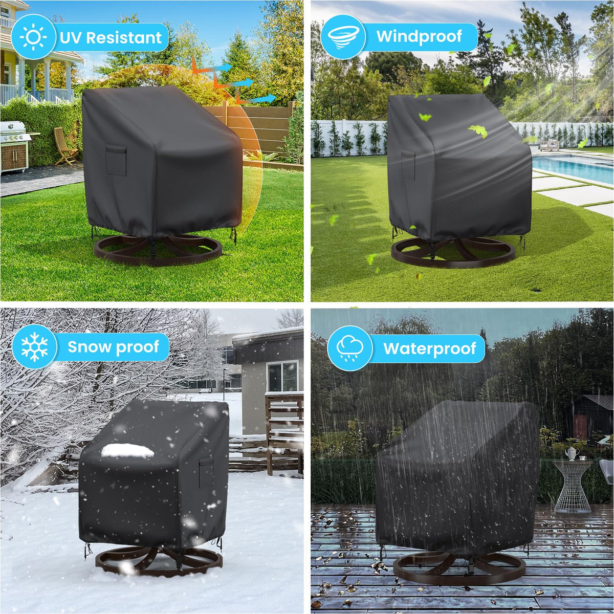BROSYDA swivel chair cover with sealed seams prevents leaks