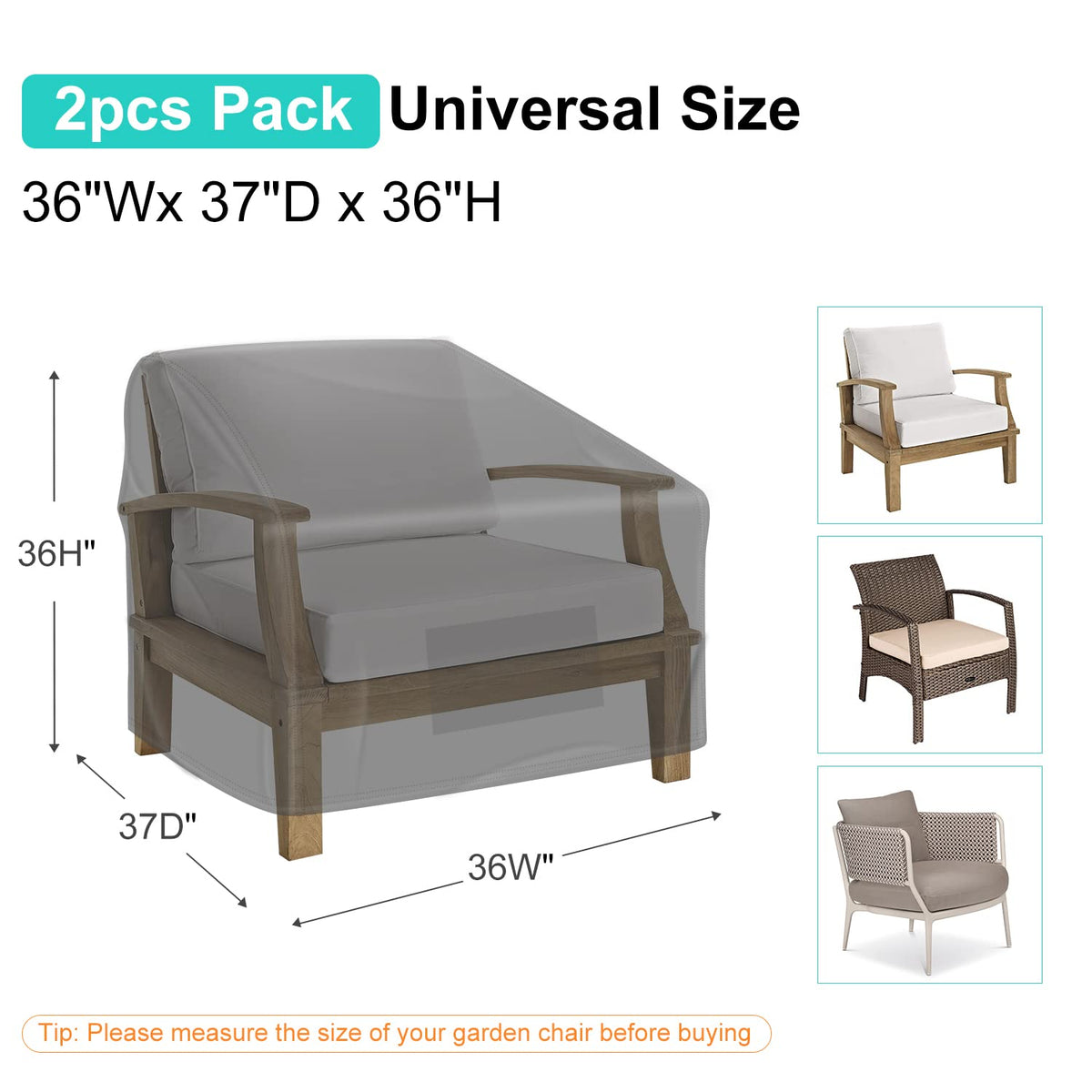 BROSYDA cover side view with buckle straps secures chair during wind.