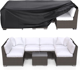 BROSYDA waterproof patio cover protects 138L by 86W furniture from rain and snow