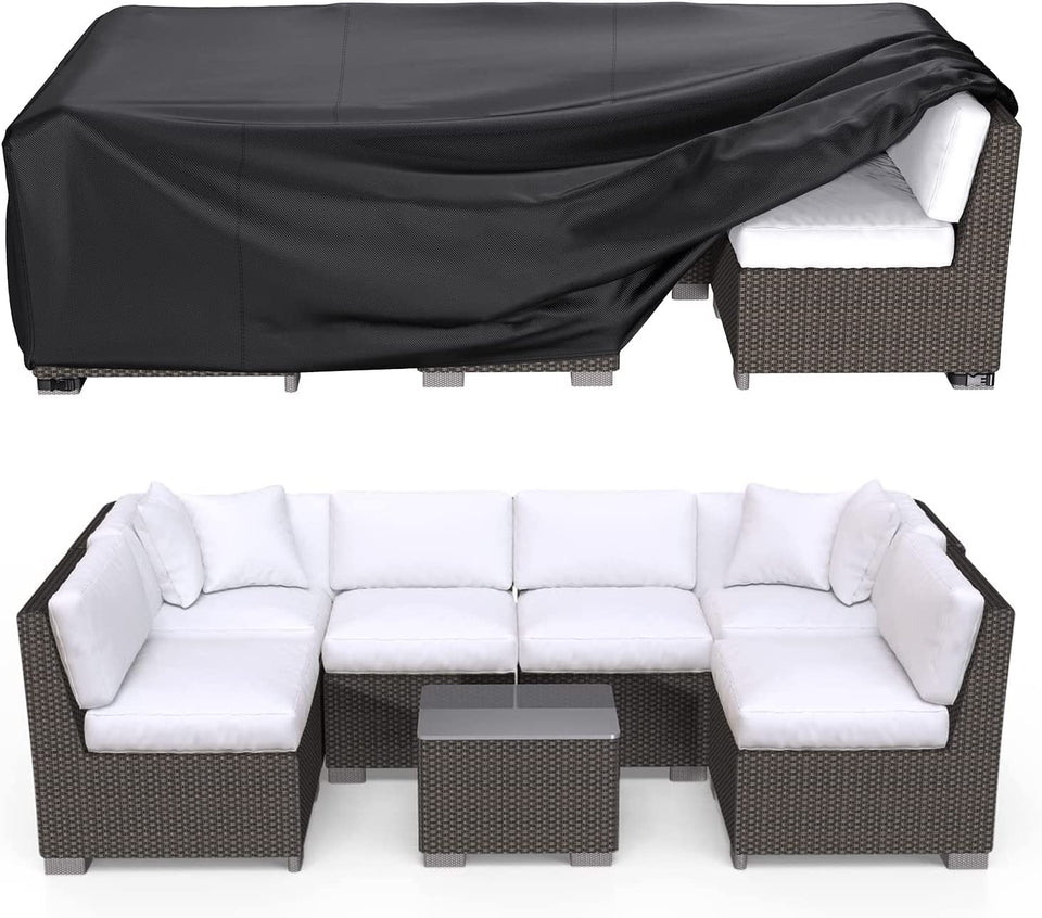 BROSYDA waterproof patio cover protects 138L by 86W furniture from rain and snow