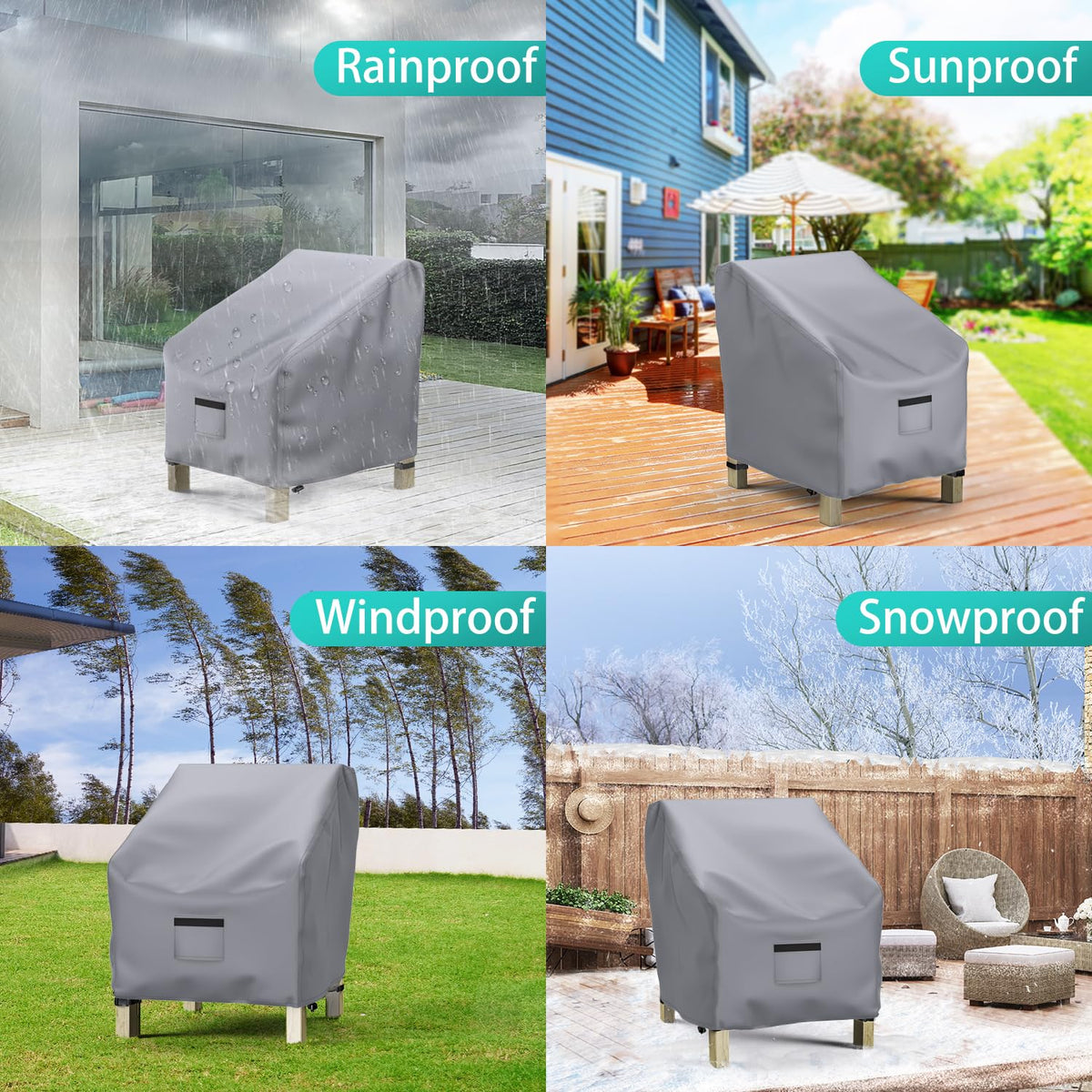 Interior waterproof coating visible to emphasize rain and snow protection for chairs