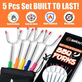 BRIOUT easy-clean reusable skewers reduce waste after campfire treats.