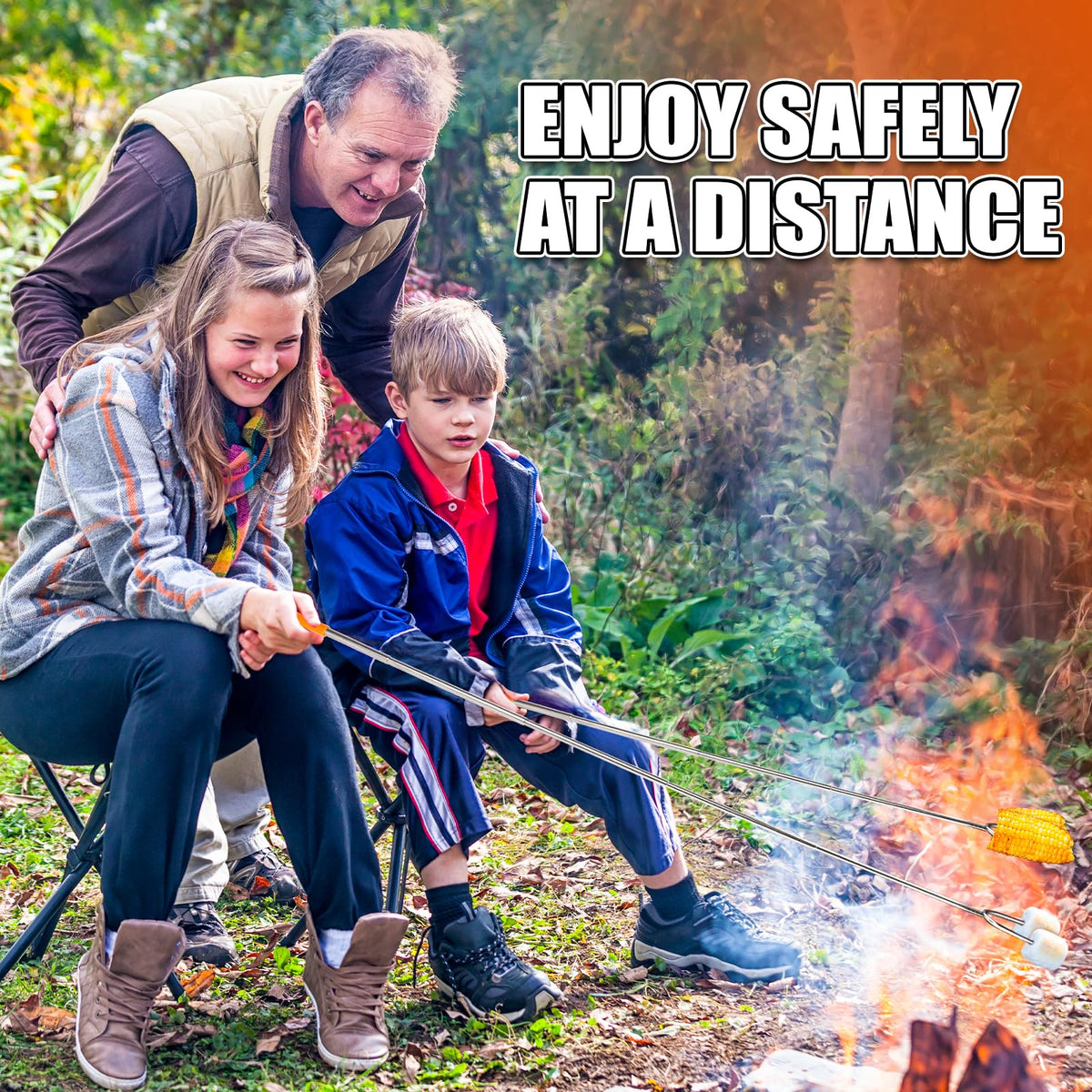 BRIOUT stainless steel roasting forks resist rust for repeated campfire use.