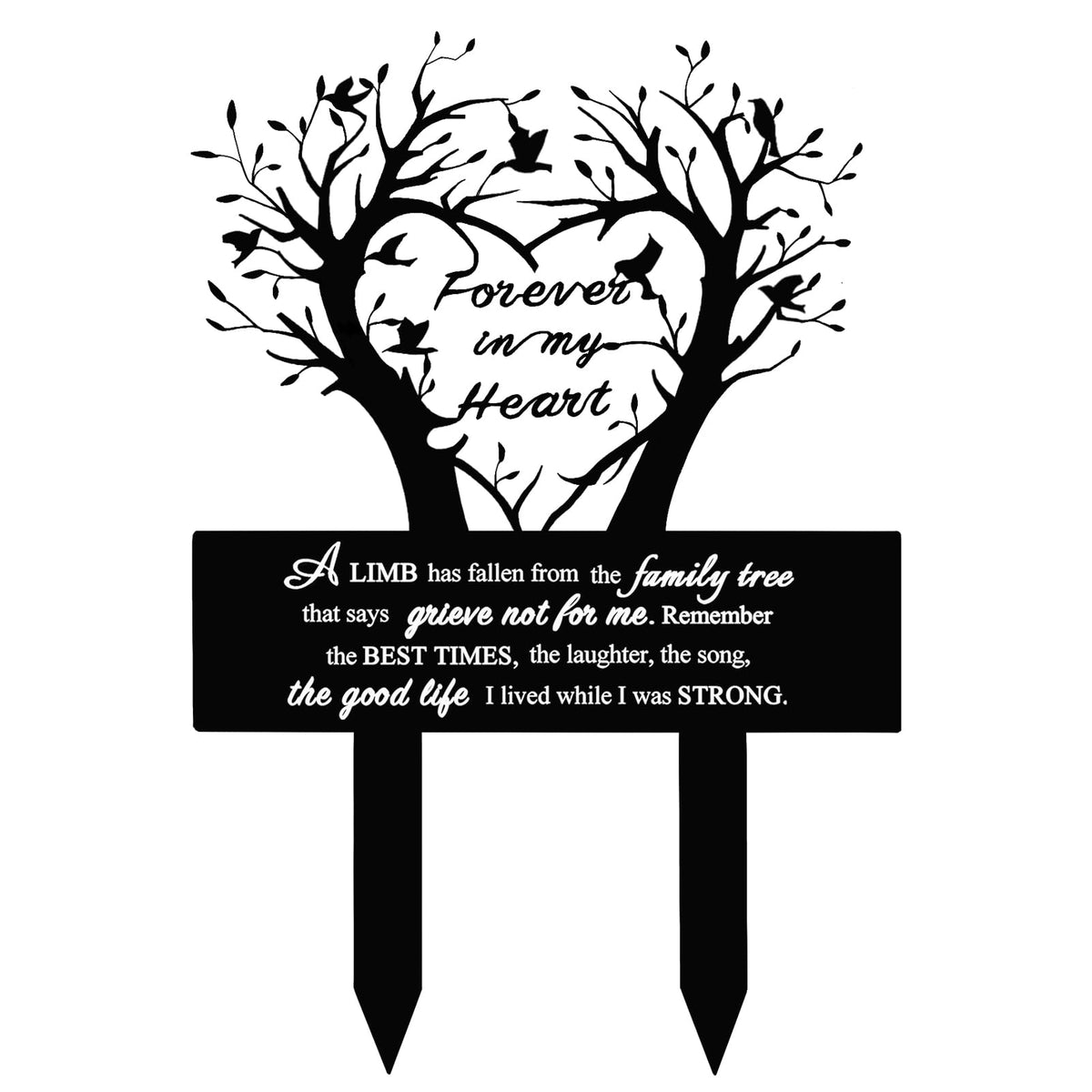 BRUKUSUR garden stake with heart-tree design for lasting memorial display