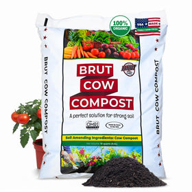 BRUT WORM FARMS cow compost bag front view showing nutrient-rich soil amendment.