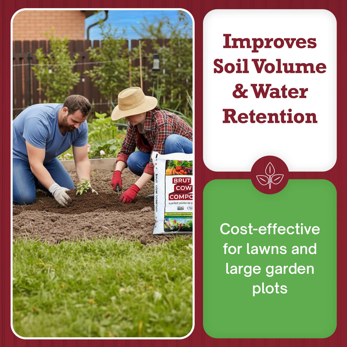 BRUT WORM FARMS garden bed top-dressing demonstrates versatile soil enrichment.