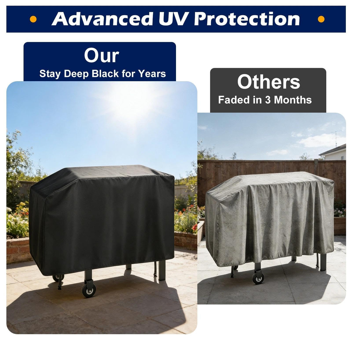 Bottom windproof straps secure the cover in gusty conditions.