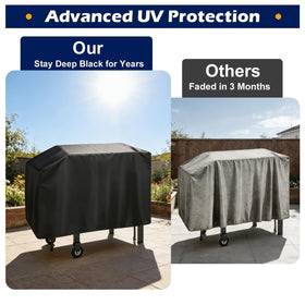 Bottom windproof straps secure the cover in gusty conditions.