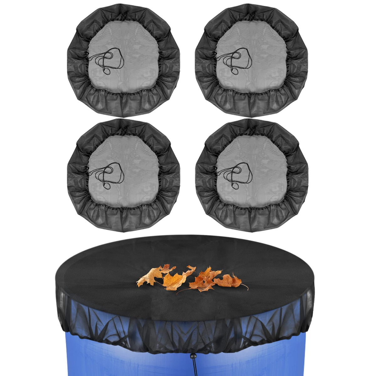 bruwaa rain barrel mesh cover with drawstring secures tightly against wind and debris