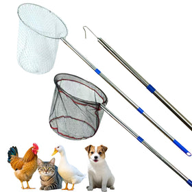 BRZFWLMYDF chicken-net-catcher in use, safely catching poultry in a coop.