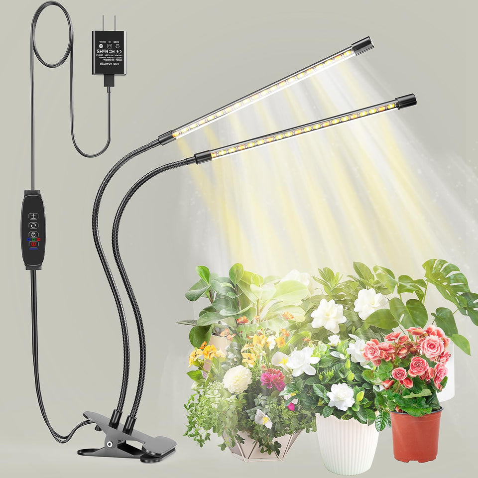 bseah full-spectrum grow light clip-on setup boosts indoor plant photosynthesis