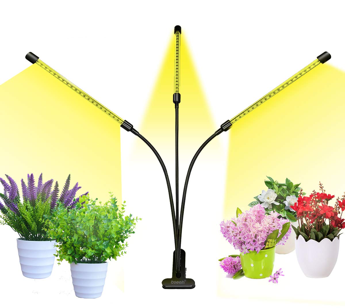 bseah grow light full-spectrum panel 3head for healthy seedlings