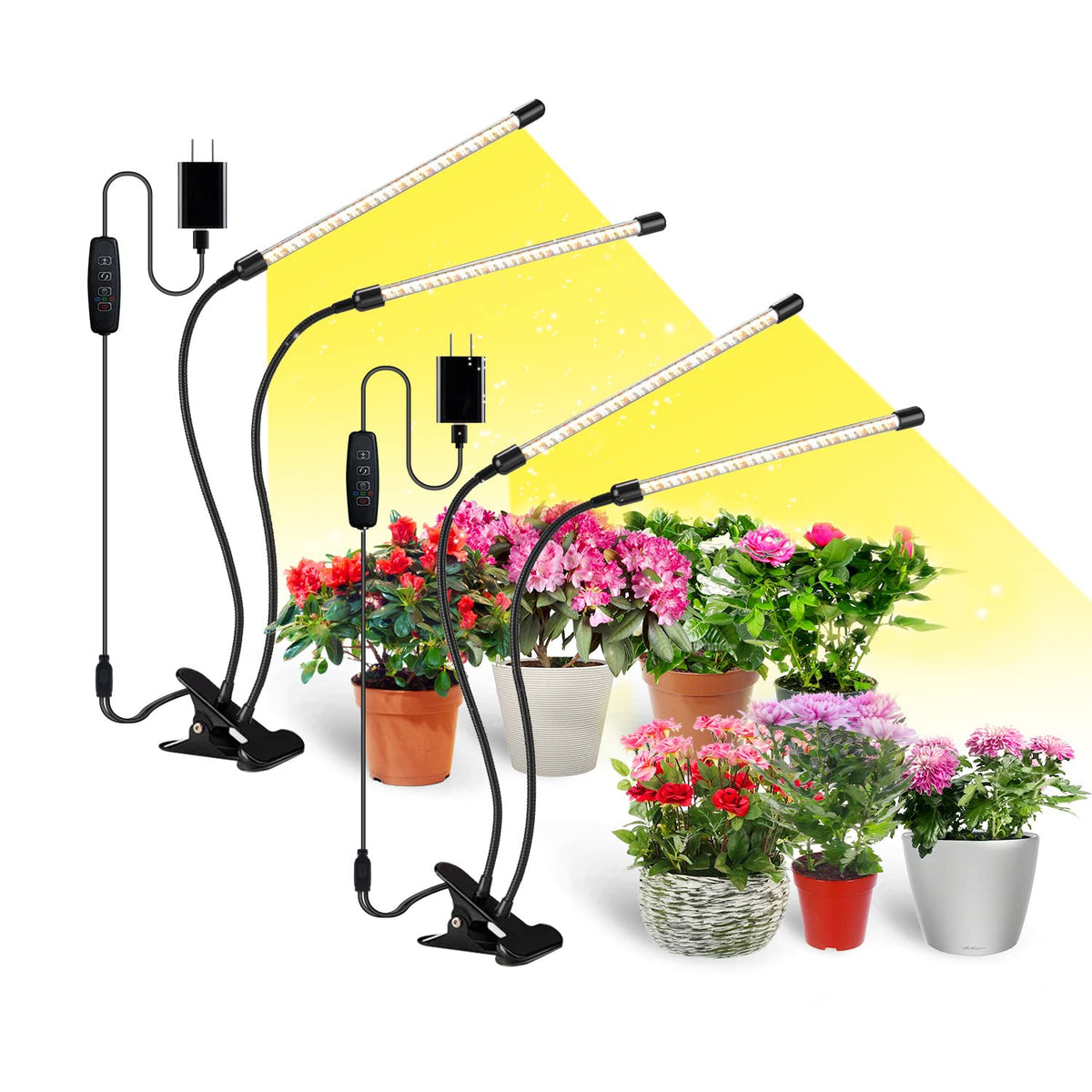 Bseah grow light clip lamp two-pack for indoor plants showing compact design