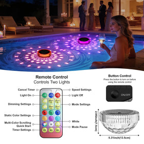 Bsgifts IP68 waterproof pool light floats securely for outdoor pool setups.