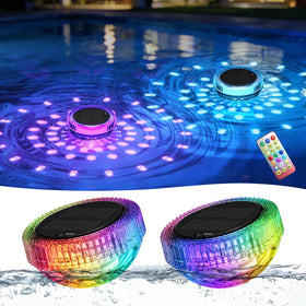 Bsgifts solar floating pool light with remote for easy color control during night swims.