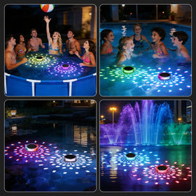 Bsgifts solar pool light charges via sun and lights up automatically.