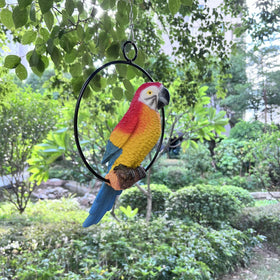 BSIRZAM blue-tail parrot statue durable outdoor decor for patios and gardens.