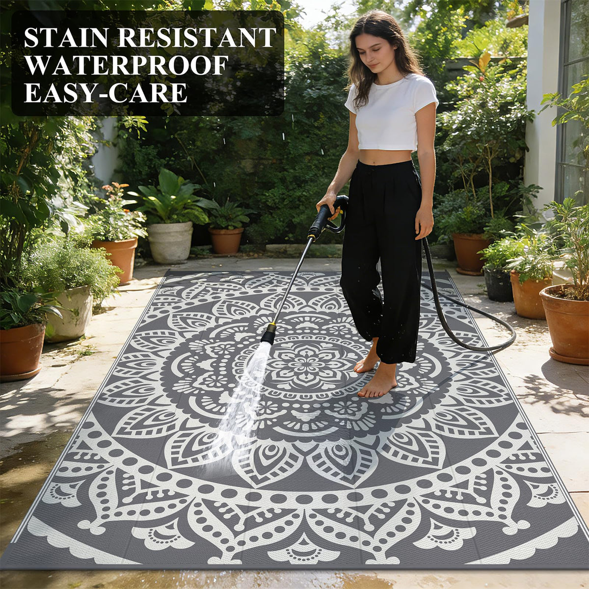 Bsmathom easy-clean waterproof rug surface for quick spills