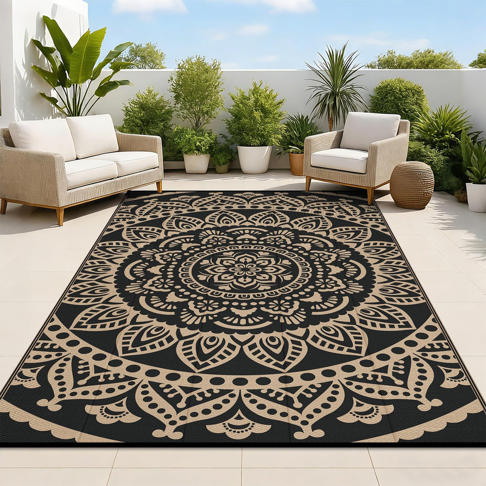 Bsmathom waterproof outdoor rug close-up boho pattern for patio use