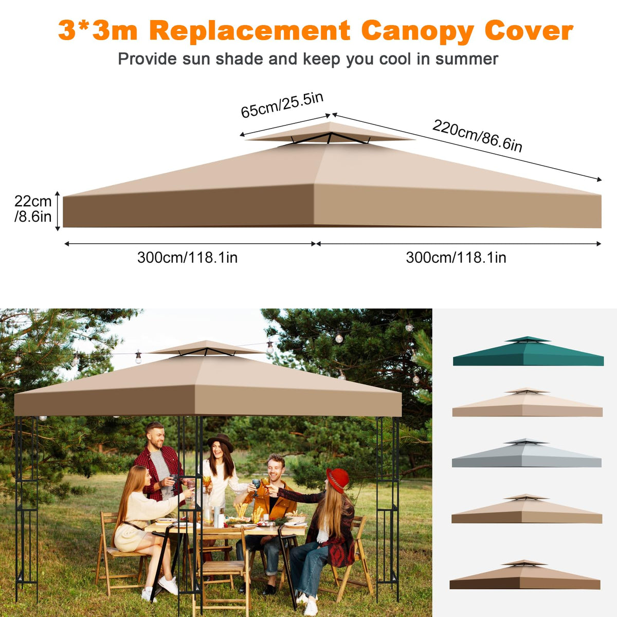 Bsteciar bottom-tier 118.1 inch square fits 10x10 gazebos