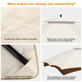 Bsteciar double-layer vented canopy improves airflow and wind stability.