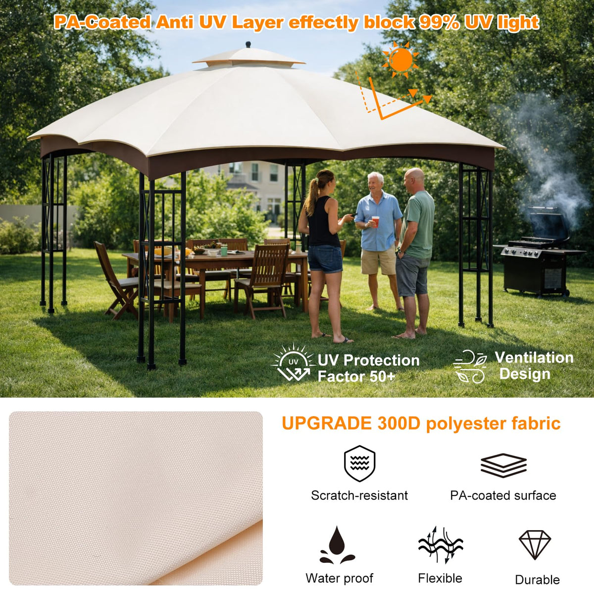 Bsteciar upgraded 300D polyester fabric offers durable canopy material.