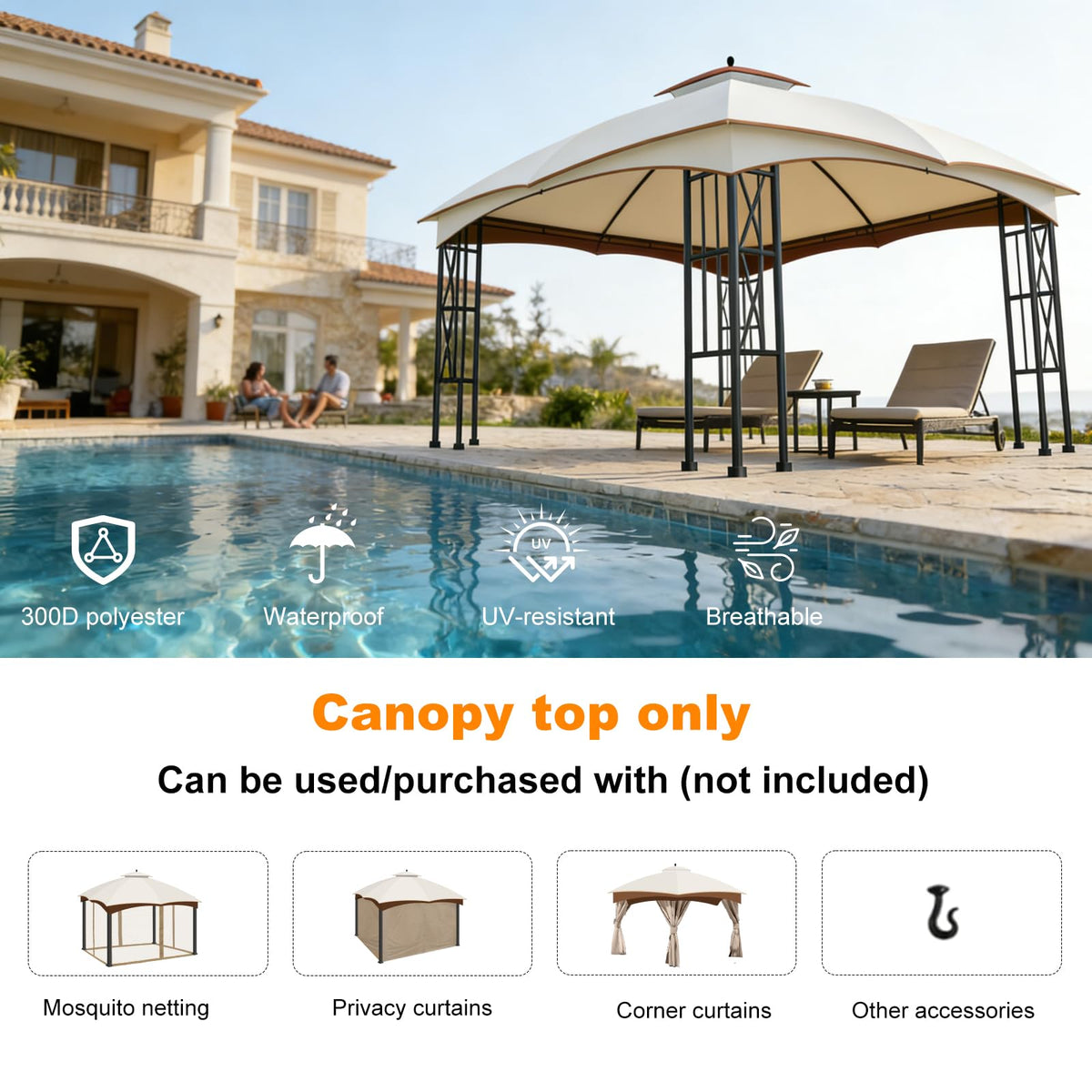 Bsteciar waterproof canopy design with fast drainage keeps your patio dry.