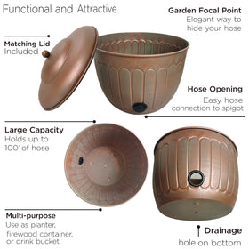 BSTGIFTS powder-coated steel with antique copper finish for lasting outdoor use.