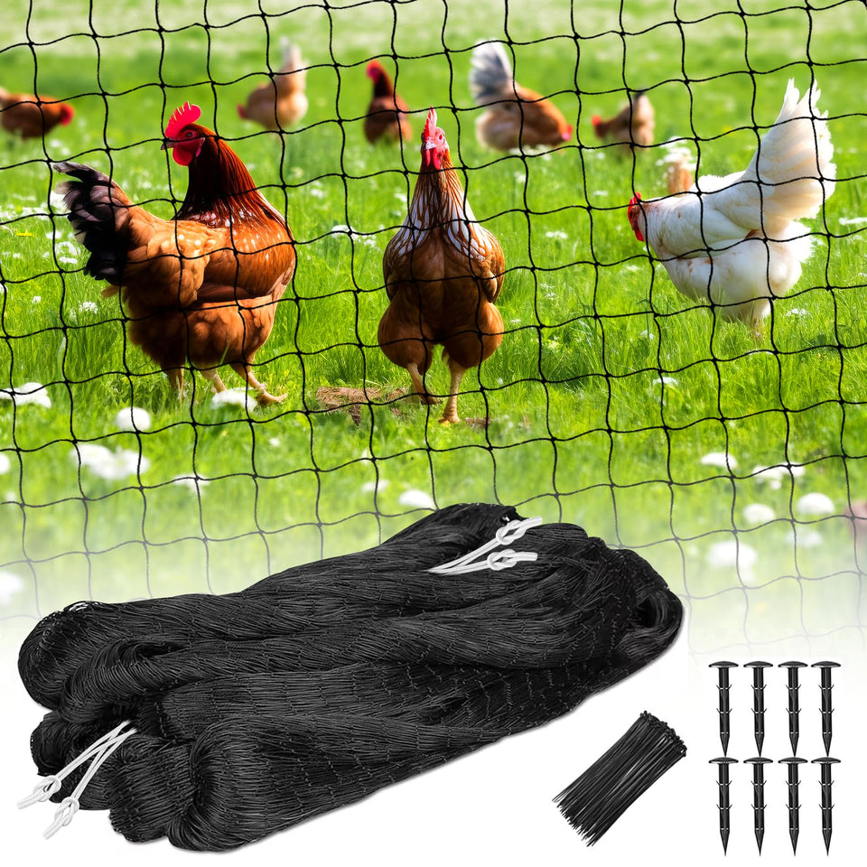BSTPCOO Bird Net 25x50 covers a garden, protecting crops from birds without harming wildlife.