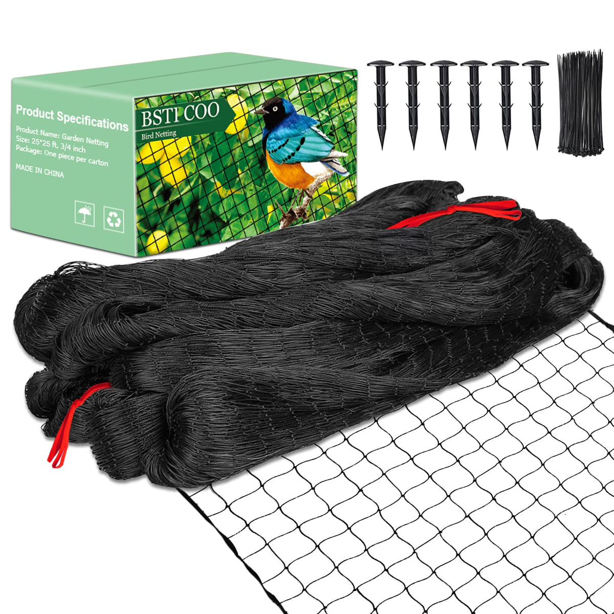 BSTPCOO bird netting over a chicken coop providing durable protection.