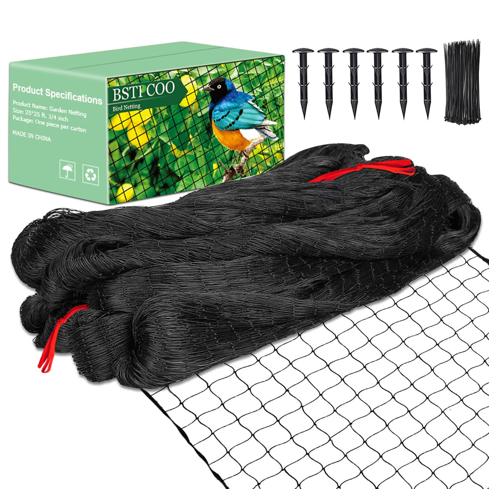 BSTPCOO bird netting over a chicken coop providing durable protection.