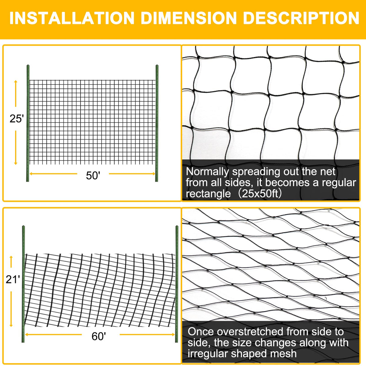 Cut-to-fit design lets you customize size with scissors for BSTPCOO netting.