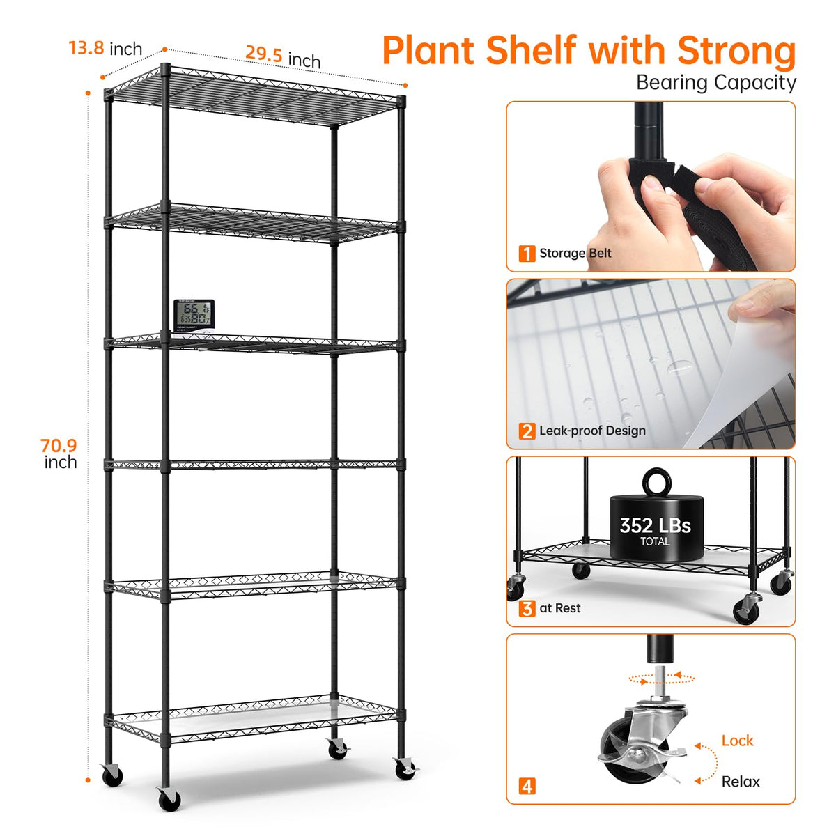 Bstrip spacious display area ideal for indoor plants and blooms.