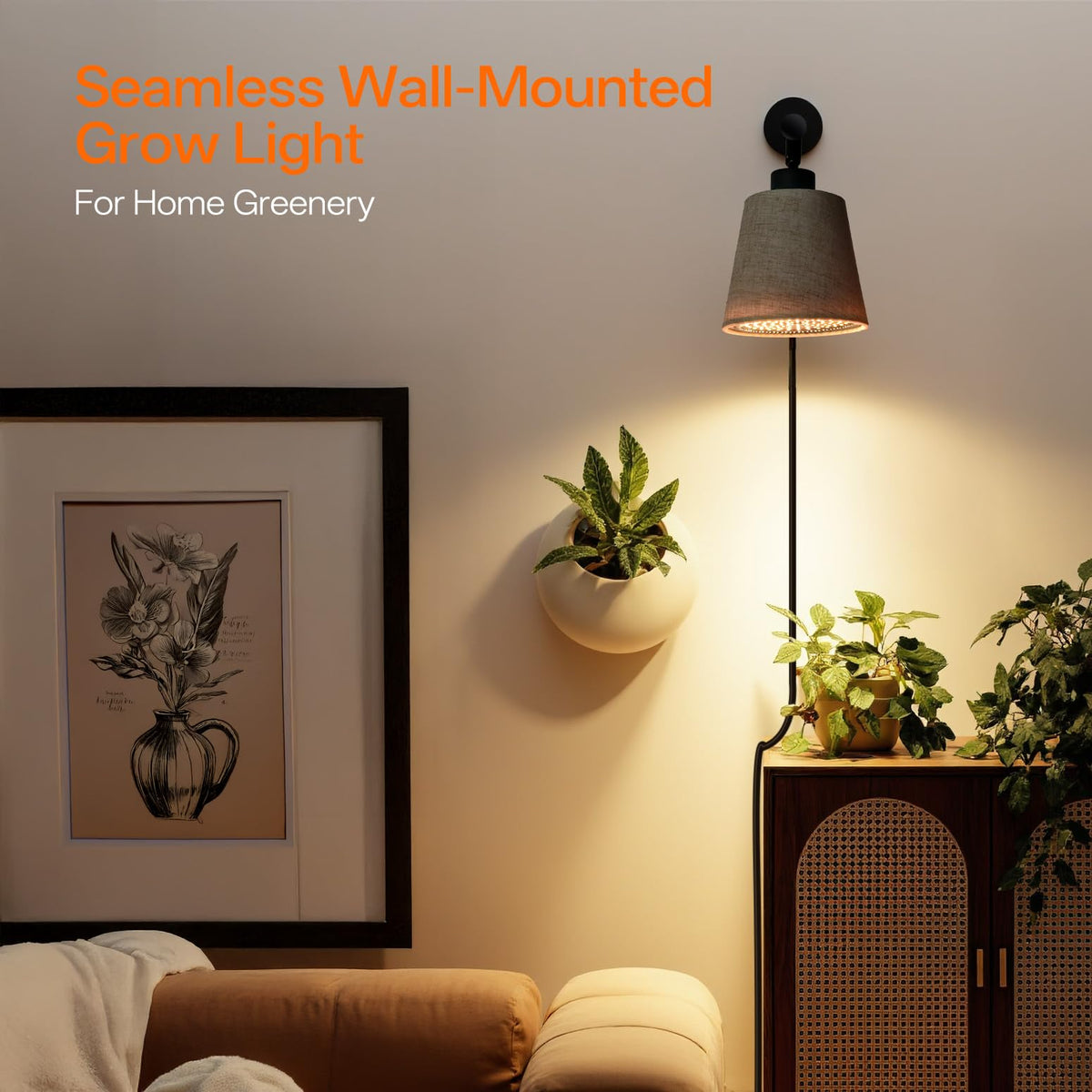 Bstrip wall-mount full-spectrum grow light blends with decor