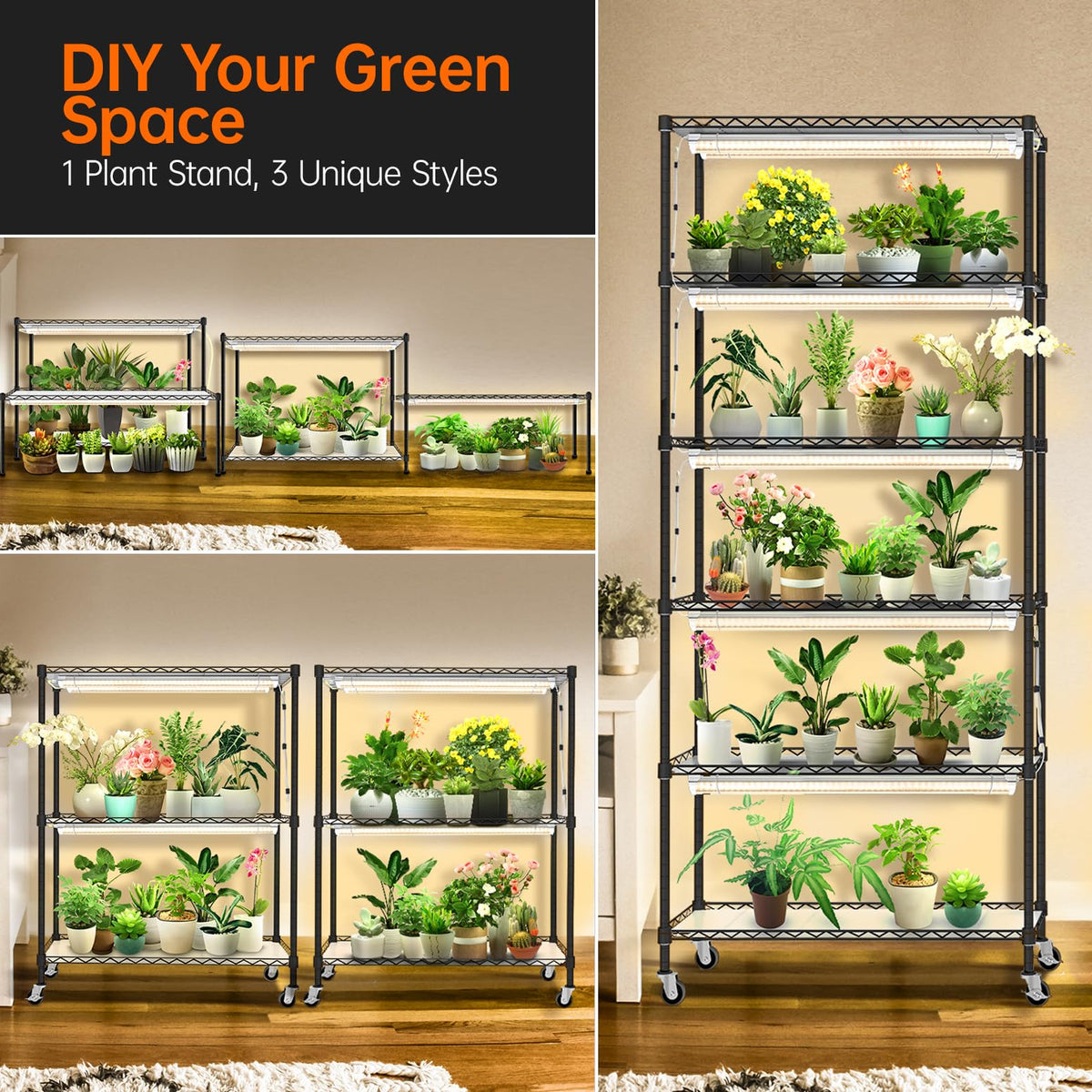 Bstrip wheeled plant stand ready to move between rooms