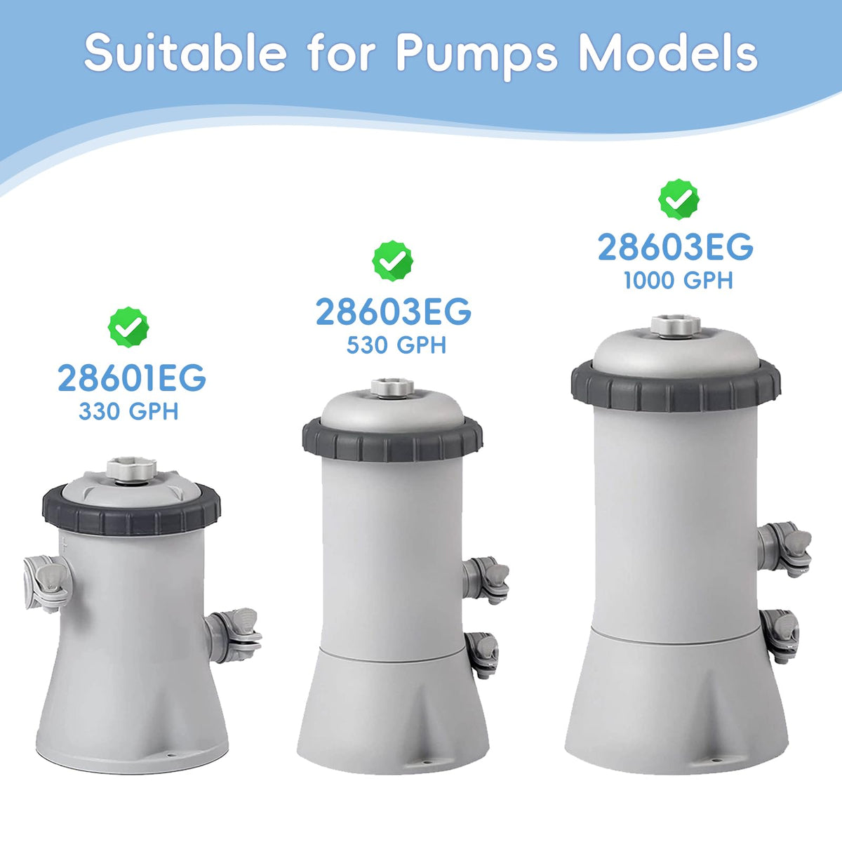 Universal 1.25-inch fit works with Intex 607/637 and other pumps.