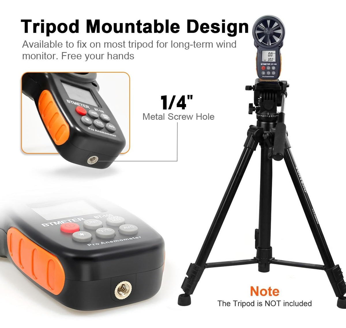 BTMETER BT-100 LCD backlit display for clear readings in low light