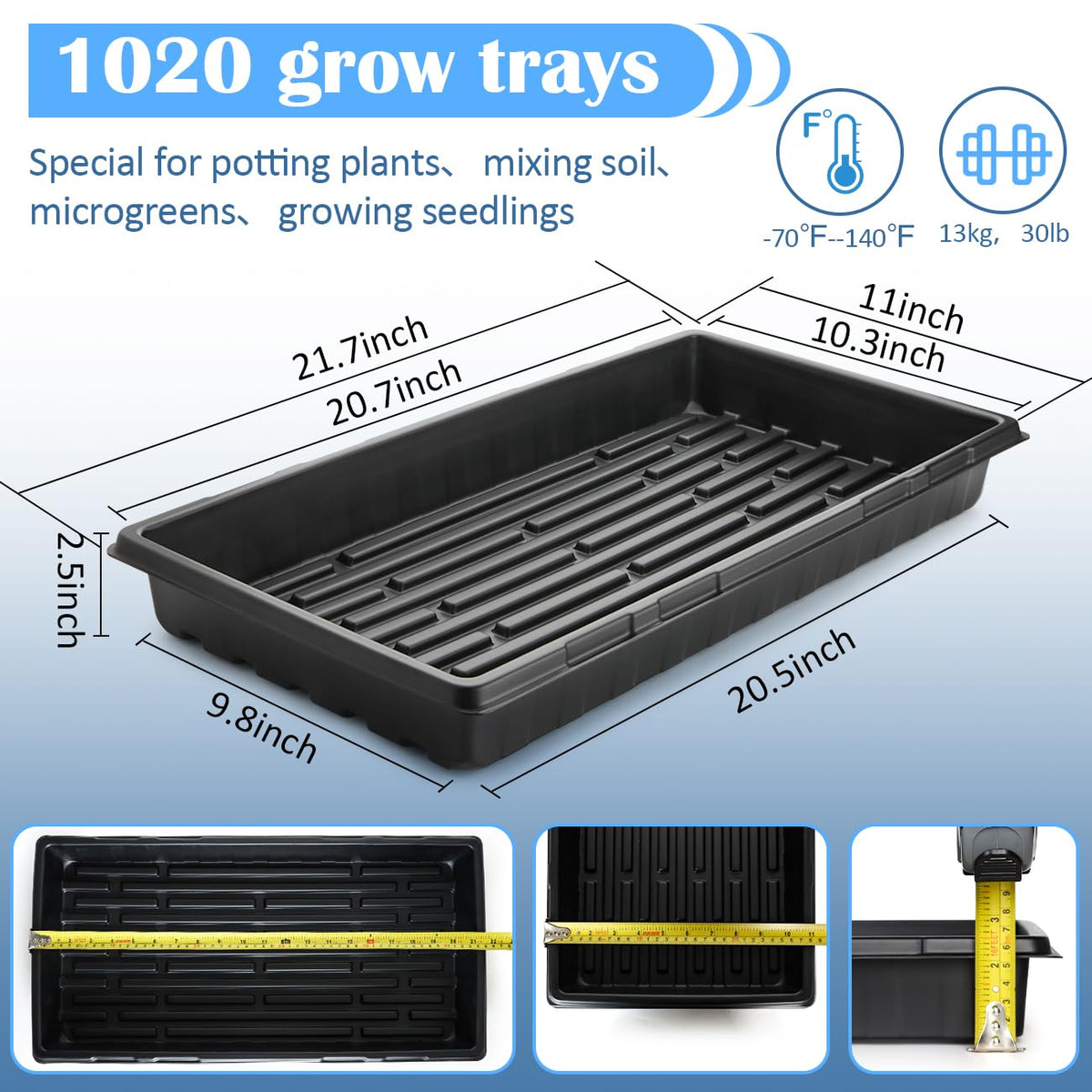 BTPLASTIK 1020 tray ready to fit humidity domes for easy setup.