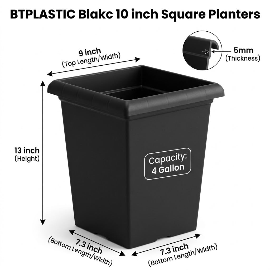 BTPLASTIK planter showing raised feet to improve drainage and airflow.