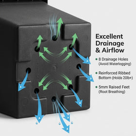 BTPLASTIK reinforced-bottom square planter supports heavy soil without sagging.