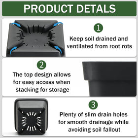 BTPLASTIK sturdy plastic pot enables easy transplanting by squeezing sides.
