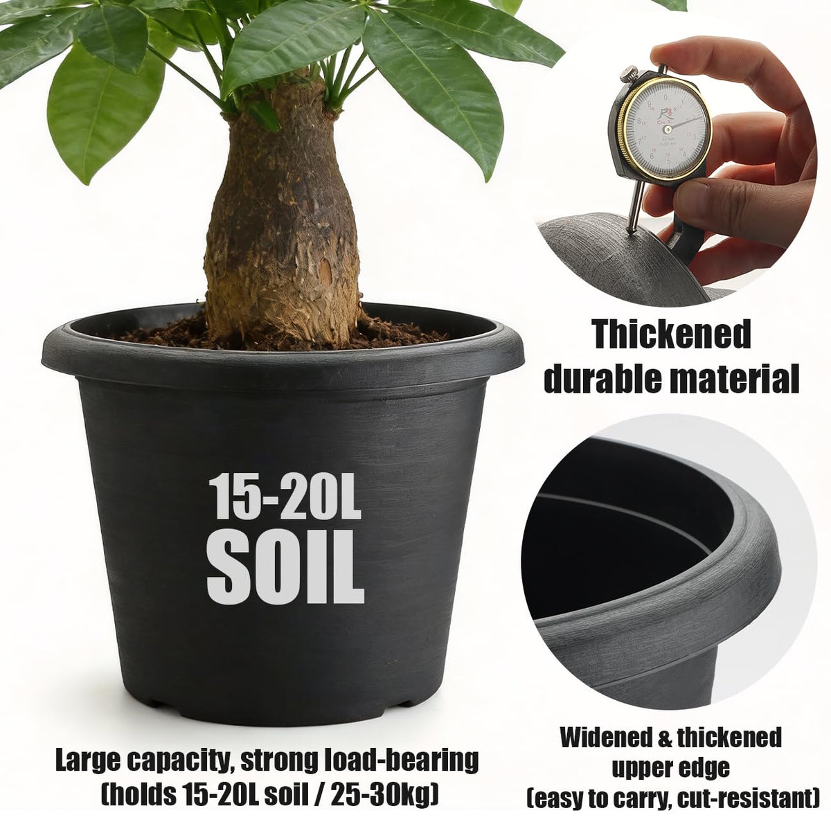 BTPLASTIK raised-base 14-inch planter improves drainage and stability on surfaces