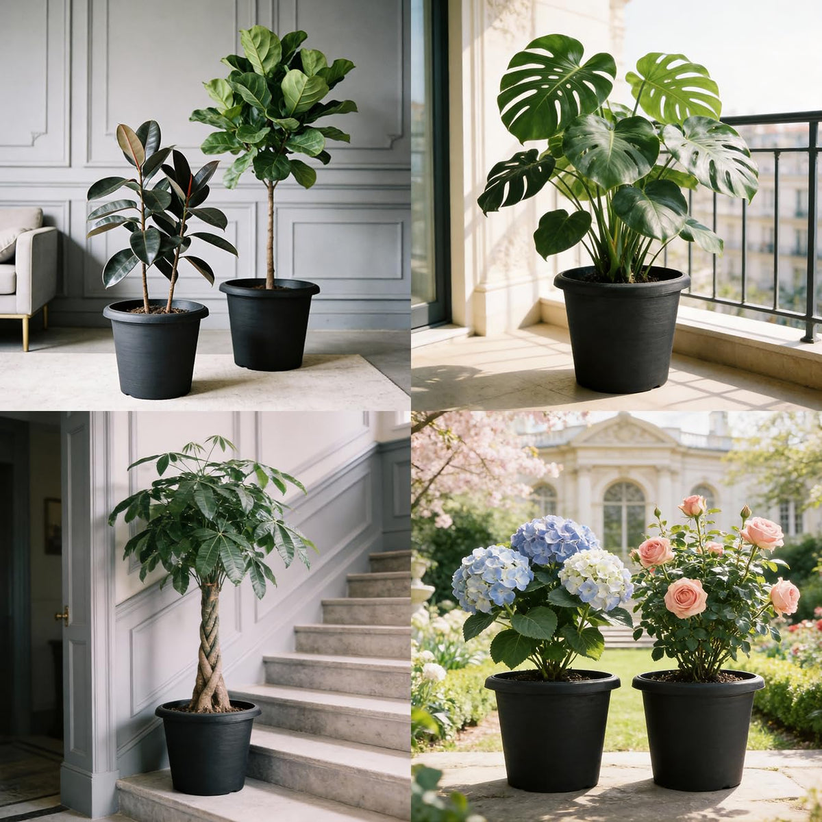 BTPLASTIK 14-inch planter suitable for indoor and outdoor use with stain-resistant surface