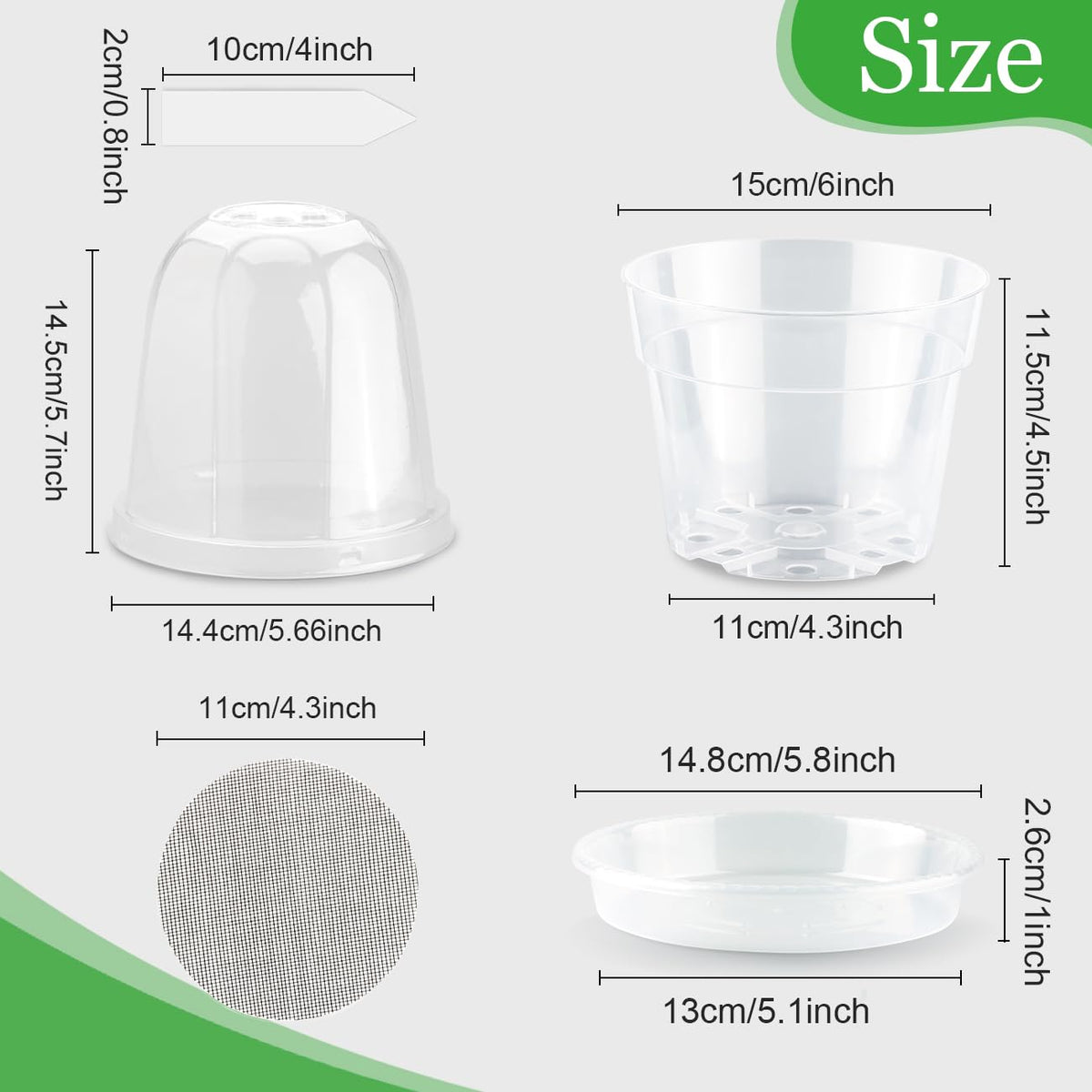 BTPLASTIK clear pot with adjustable vent-dome to regulate moisture for seedlings